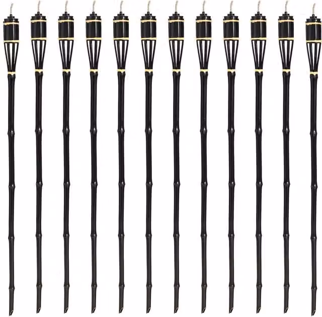 Harbour Housewares Black Bamboo Garden Fire Torches, Pack of 12, Height: 113 cm