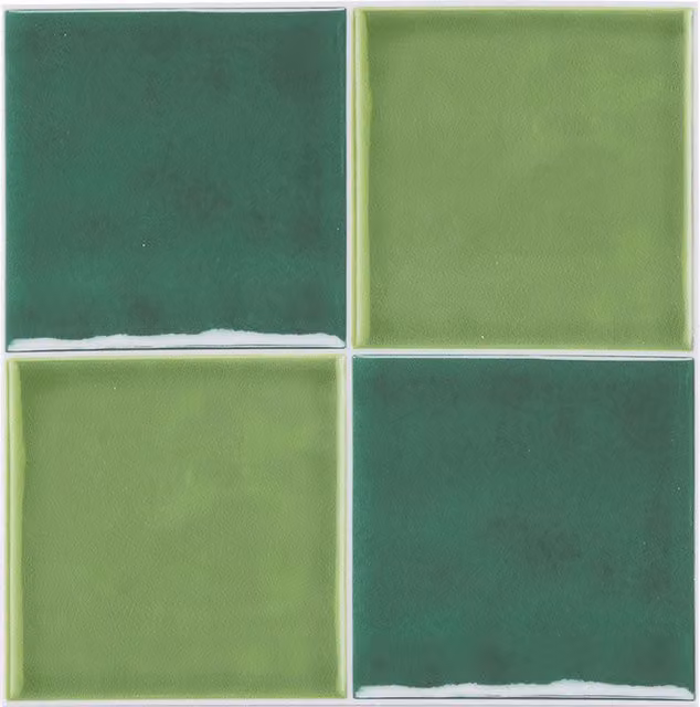 Livingandhome 30 Piece Self Adhesive Gloss Square Wall Tile Stickers in Green