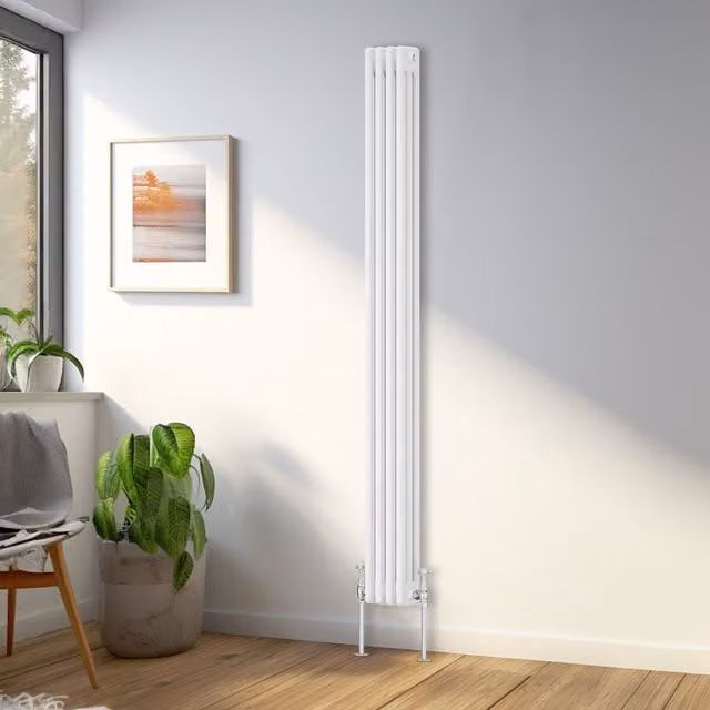 Right Radiators Traditional Triple Column Vertical Radiator, White, H: 180 cm, W: 20.2 cm