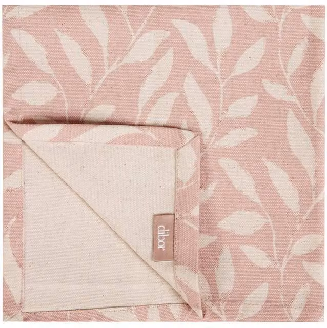 Dibor Rosedale Leaf Set of 4 Pink Cotton Linen Floral Table Napkins