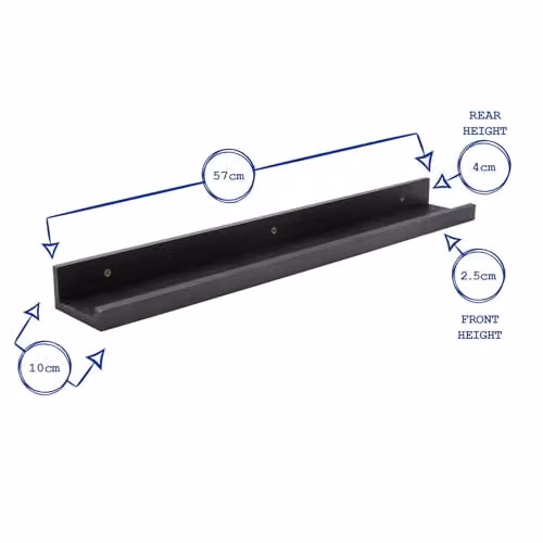 Harbour Housewares Pack of 3 Black Floating Picture Ledge Wall Shelves, 57 cm – 4