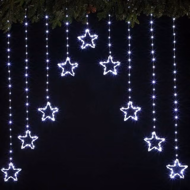 Voltico Star Curtain Lights with 308 White LEDs, Cool White, W/H: 120 x 120 cm – 1