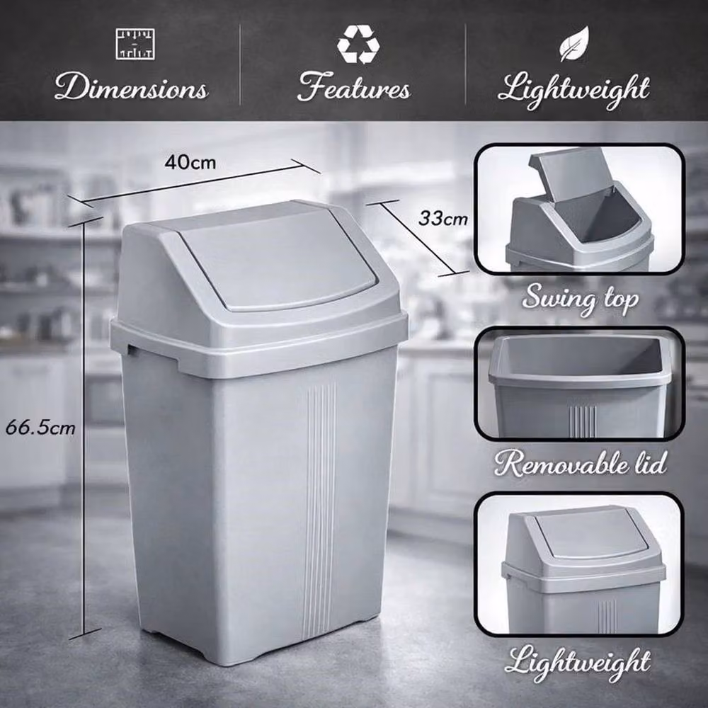 Pawnora Silver Grey 50 Litre Swing Dustbin with Removable Inner Bucket – 2