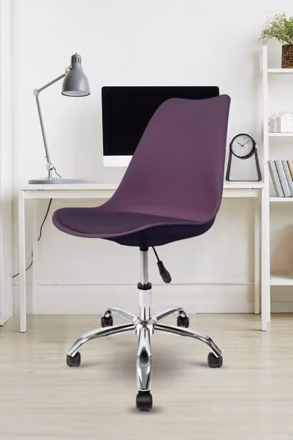 Fusion Living Soho Modern Plastic Dining Chair with Swivel Base in Purple – 1