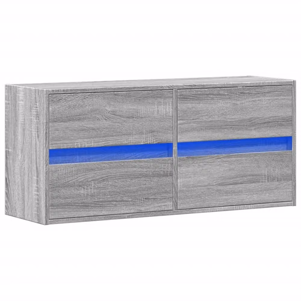 Berkfield Home TV Wall Cabinet with LED Lights in Grey Sonoma, W/D/H: 100 x 31 x 45 cm – 2