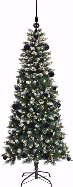 Berkfield Home Elegant Green Artificial Christmas Tree with 150 LEDs, W/D/H: 66 x 66 x 150 cm
