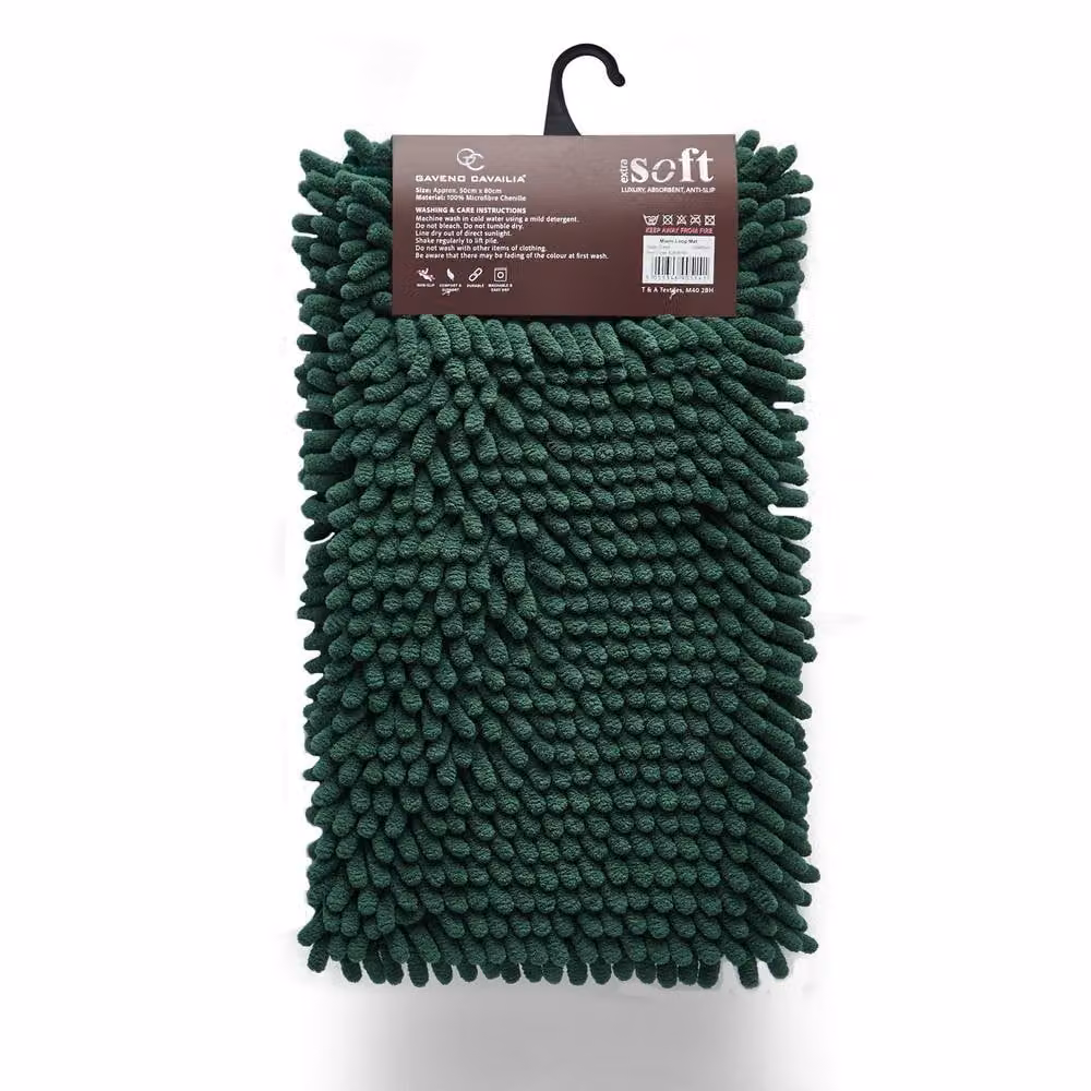 GAVENO CAVAILIA Chenille Microfibre Non-Slip Bath Mat in Green, W/D: 50 x 80 cm – 2