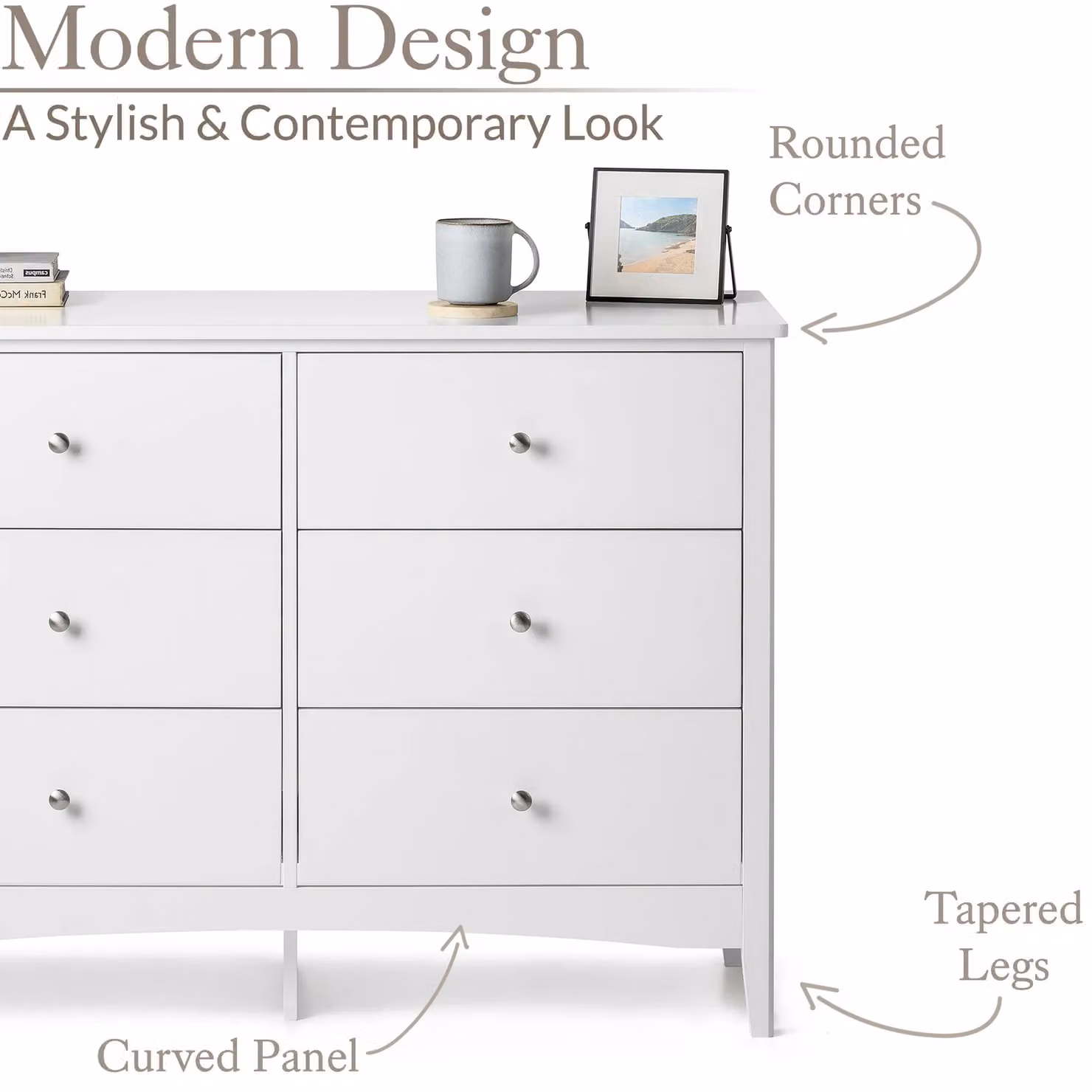 Christow Modern 6 Drawer Chest of Drawers in White – 2