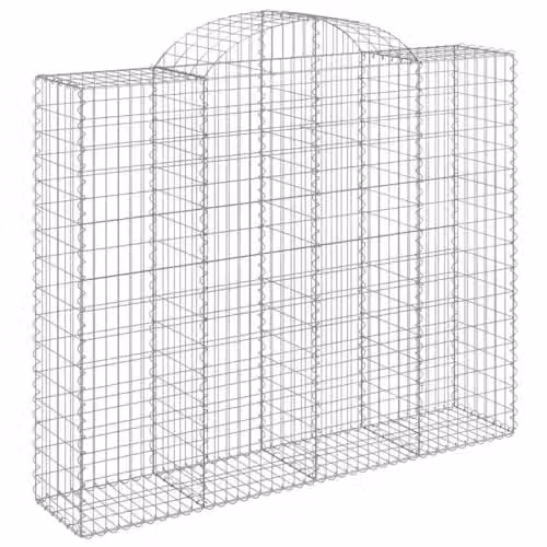 vidaXL Arched Gabion Baskets, 15 Pieces, Silver Galvanised Steel, W: 200 cm, D: 50 cm, H: 160/180 cm – 1