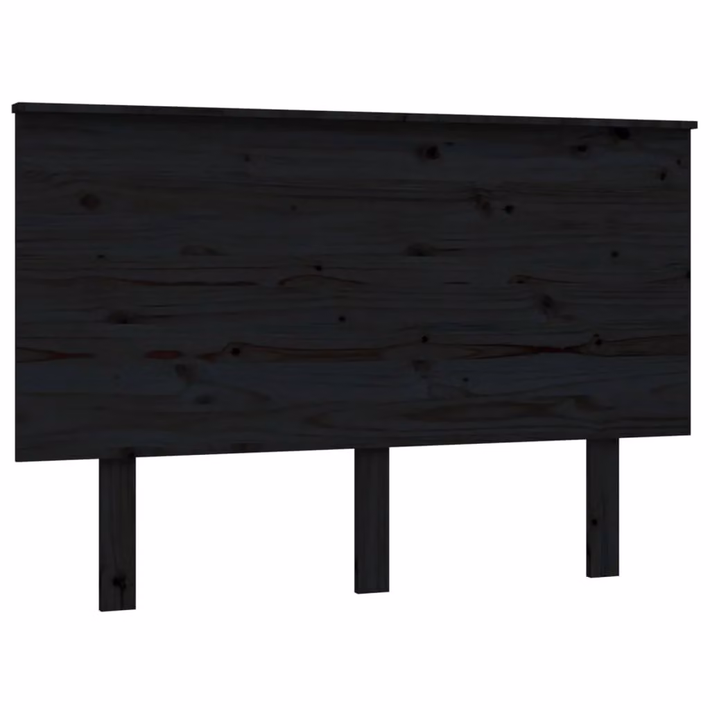 Berkfield Home Black Rustic Solid Pine Wood Bed Headboard W: 124 cm, D: 6 cm, H: 82.5 cm – 2