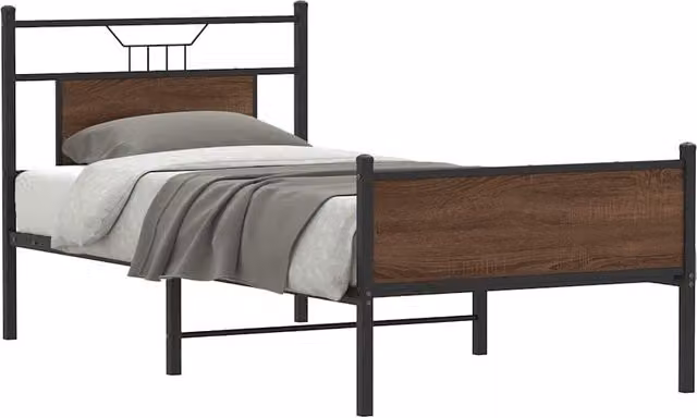 Berkfield Home Bed Frame in Brown Oak, W/D/H: 80 x 200 cm