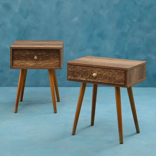 Orsina Design Modern Wooden Side Table in Natural Sand, W/D/H: 40 x 40 x 52 cm