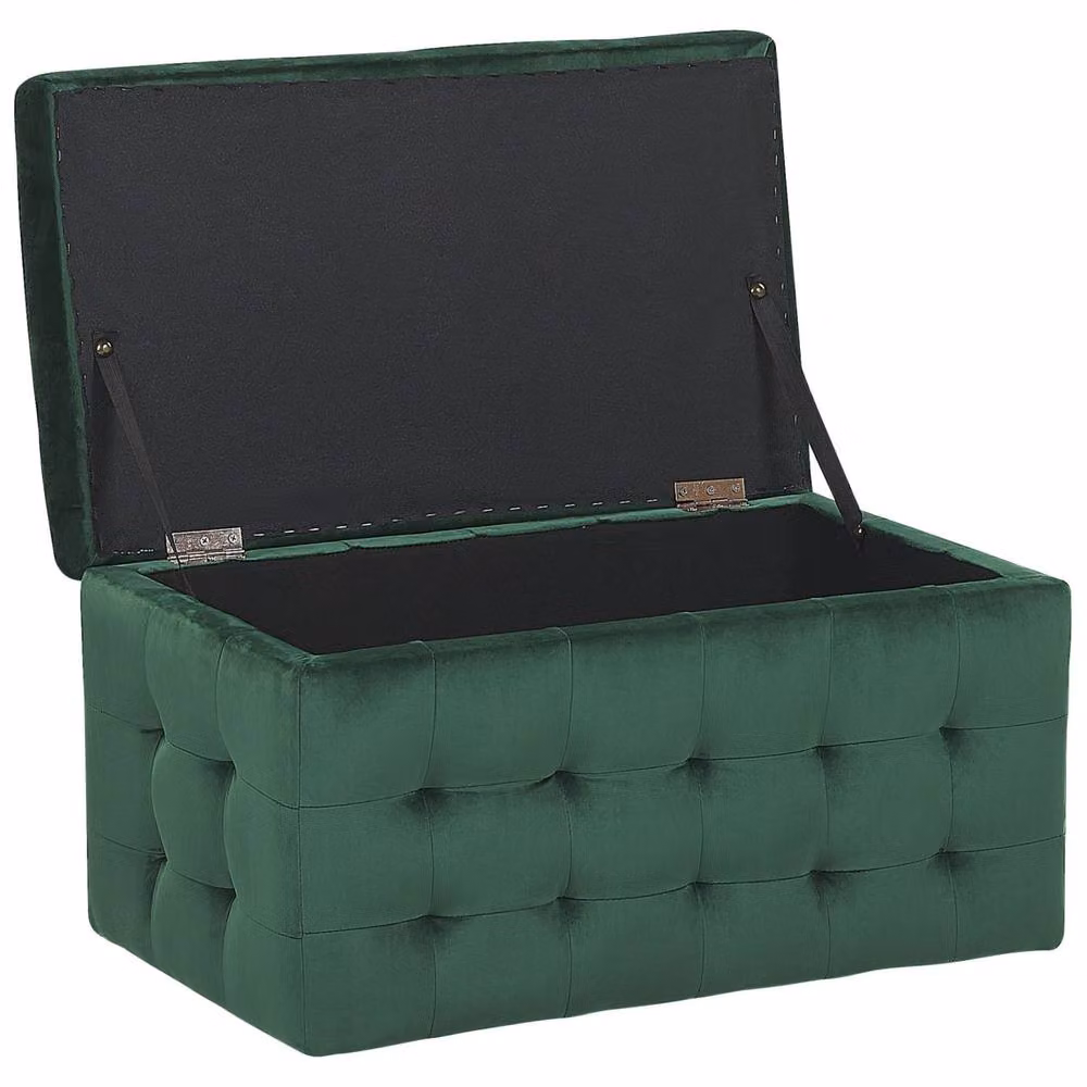 Wyld and Coco Velvetique Green Tufted Storage Ottoman Bench – 4