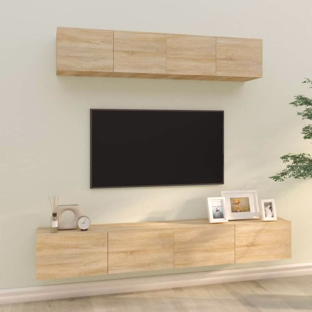 Berkfield Home 4 Piece Sonoma Oak TV Cabinet Set in Tan – 2