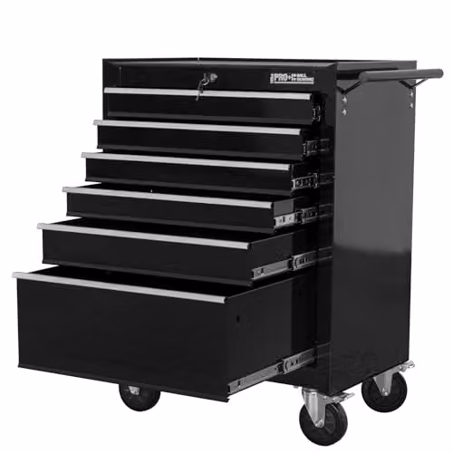 Hilka HD PRO+ 6 Drawer Steel Trolley, Black, Width: 66 cm – 1