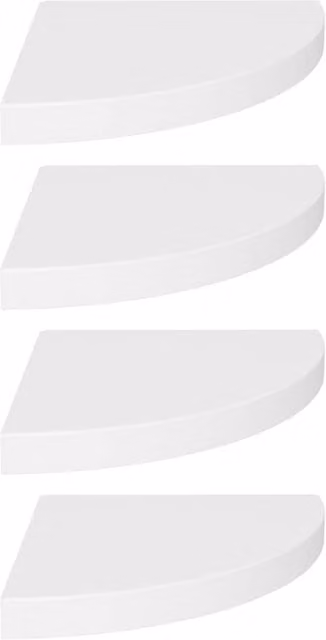 Berkfield Home Set of 4 White Floating Corner Shelves, W/D/H: 35 x 35 x 3.8 cm