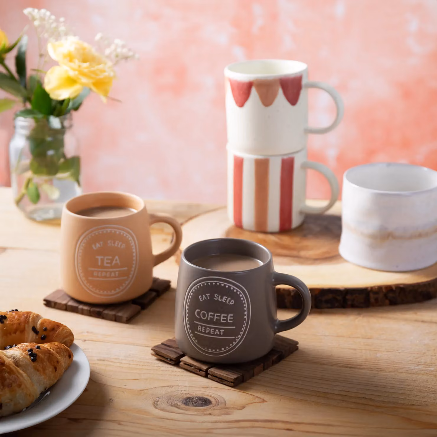 Mikasa Eat Sleep Coffee Repeat Stoneware Mug, 400ml, Brown and Grey – 7