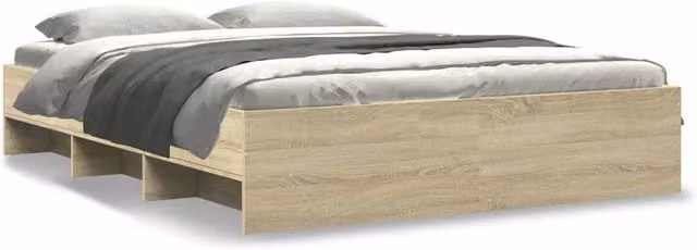 Berkfield Home Sonoma Oak Bed Frame in Light Oak, W/D/H: 160 x 200 cm – 1