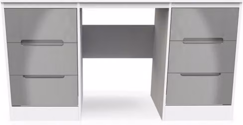 Welcome Monaco Gloss Double Pedestal Dressing Table in Grey