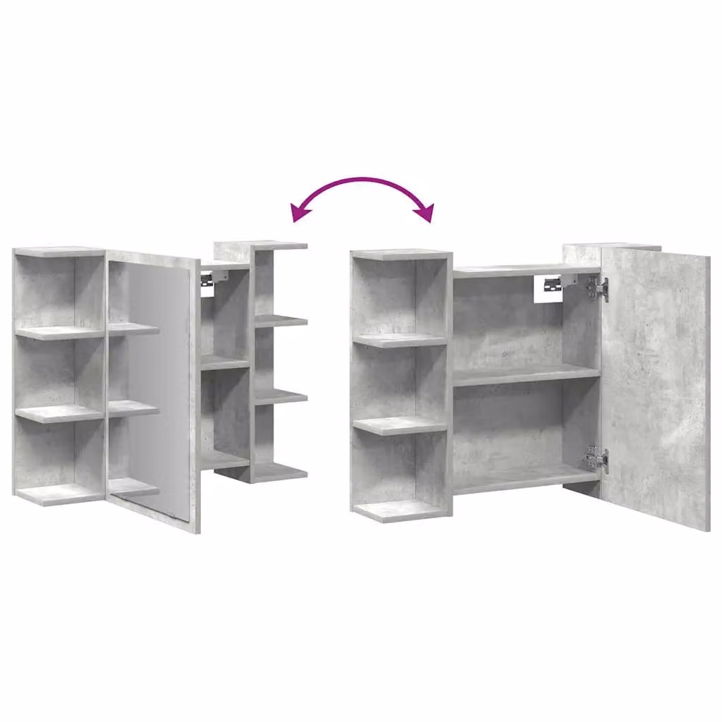 Berkfield Home Modern Bathroom Mirror Cabinet in Concrete Grey, W/D/H: 80 x 20.5 x 64 cm – 2