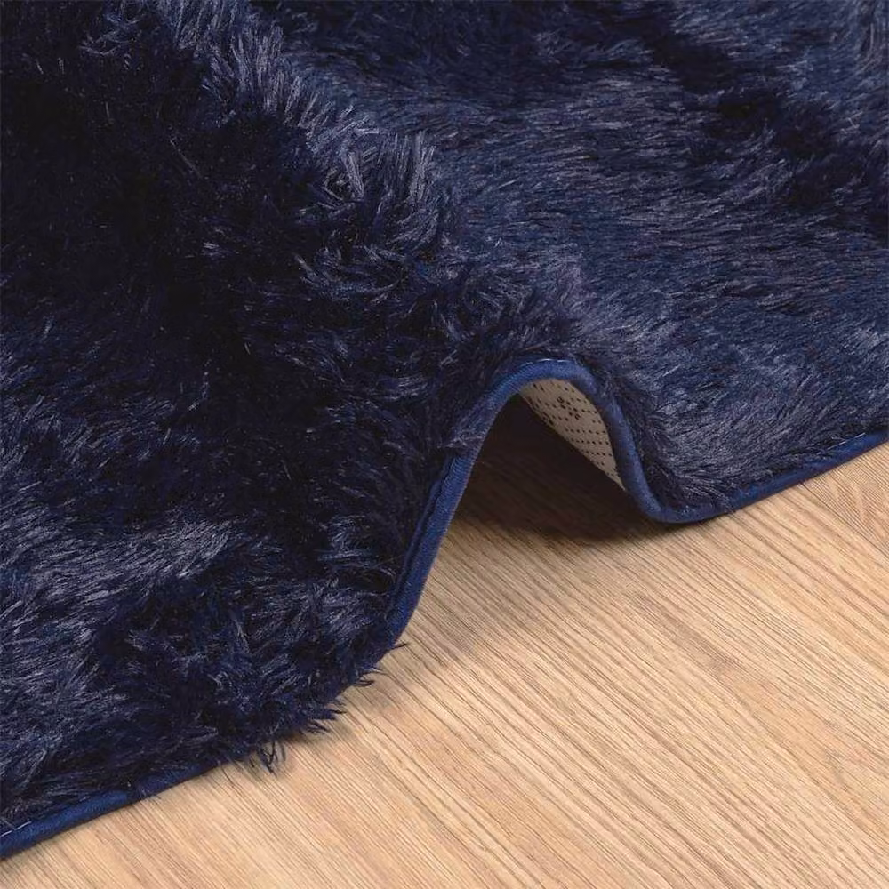 Berkfield Home NAVARRA Navy Blue Shaggy High Pile Polyester Square Rug, W/D/H: 120 x 120 x 1 cm – 2