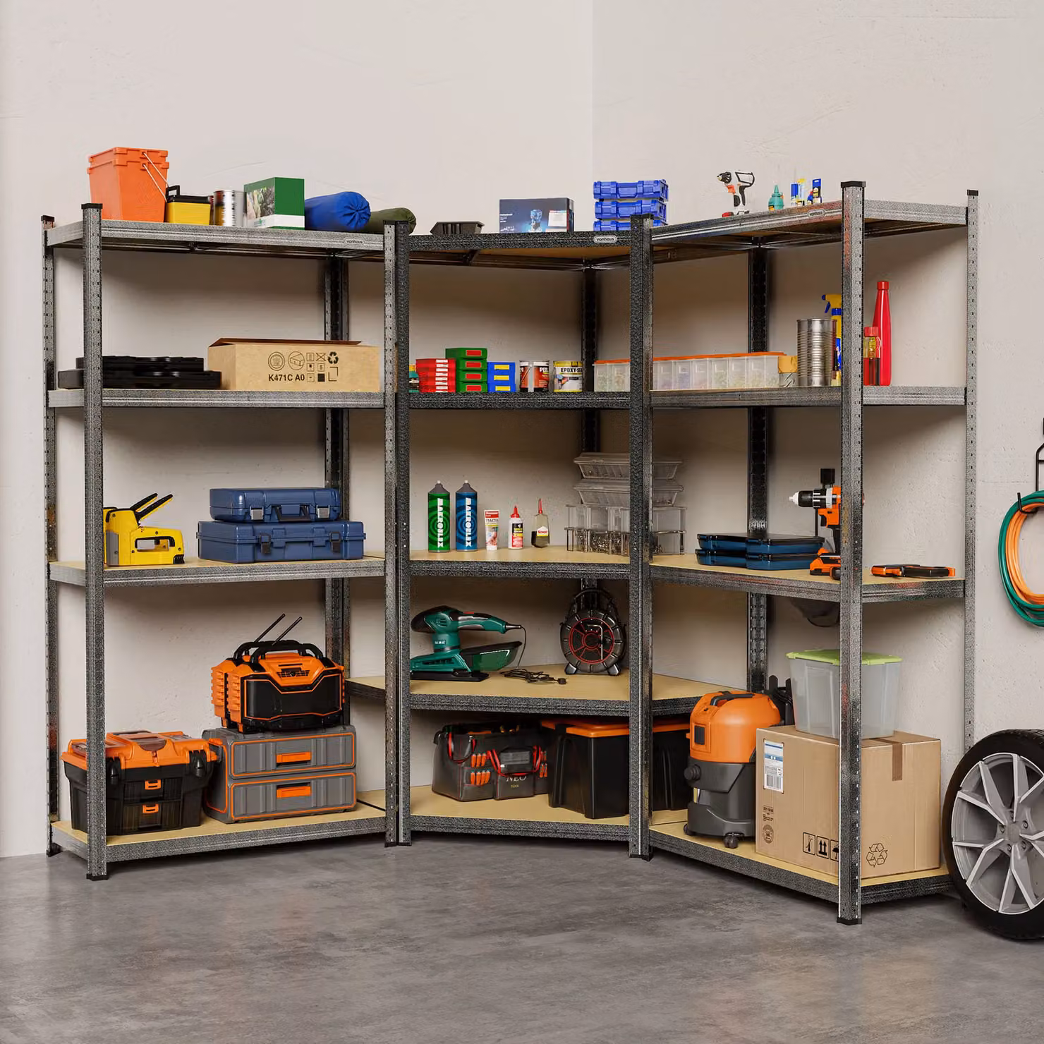 VonHaus 5 Tier Heavy Duty Garage Shelving Unit in Grey, W/D/H: 180 x 90 x 40 cm – 3