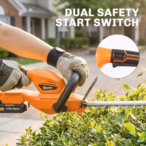 Outsunny 20 inch Cordless Reciprocating Hedge Trimmer with Rechargeable Battery, Orange – 6