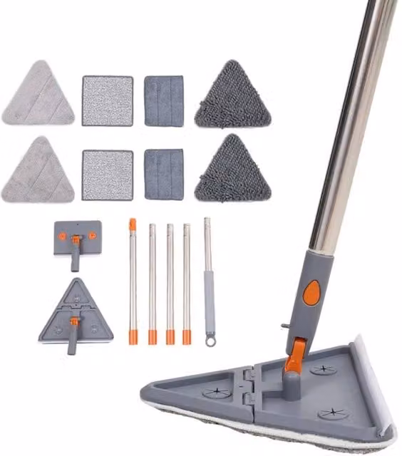 Kelvenix Extendable Wall Mop and Ceiling Cleaner with Microfibre Head and Scraper, Grey