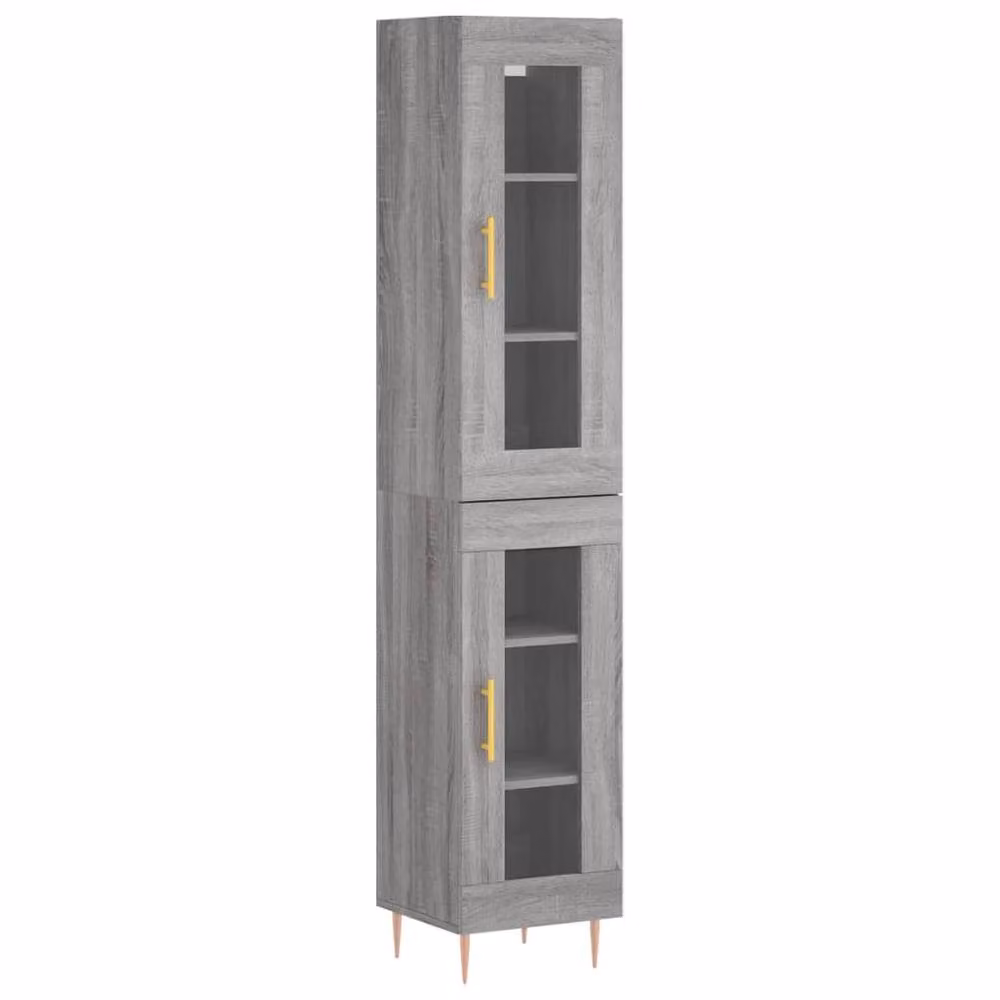 Berkfield Home Grey Sonoma Highboard with Glass Doors, W/D/H: 34.5 x 34.0 x 180.0 cm – 3