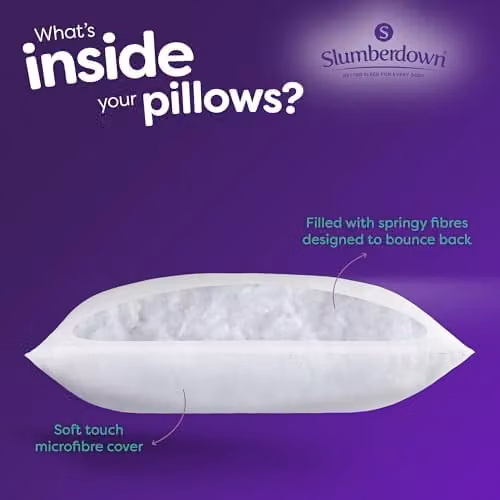 Slumberdown Warm Winter Nights Bed Pillows 4 Pack, White, Medium Support, W: 74 cm, H: 48 cm – 5