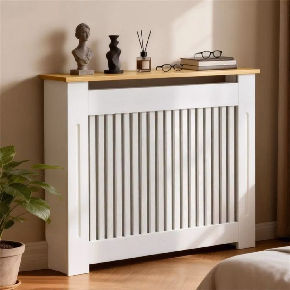 Hinsinc Vertical M Tall Radiator Cover Wooden Cabinet in White, W/D/H: 112 x 20 x 83 cm – 2