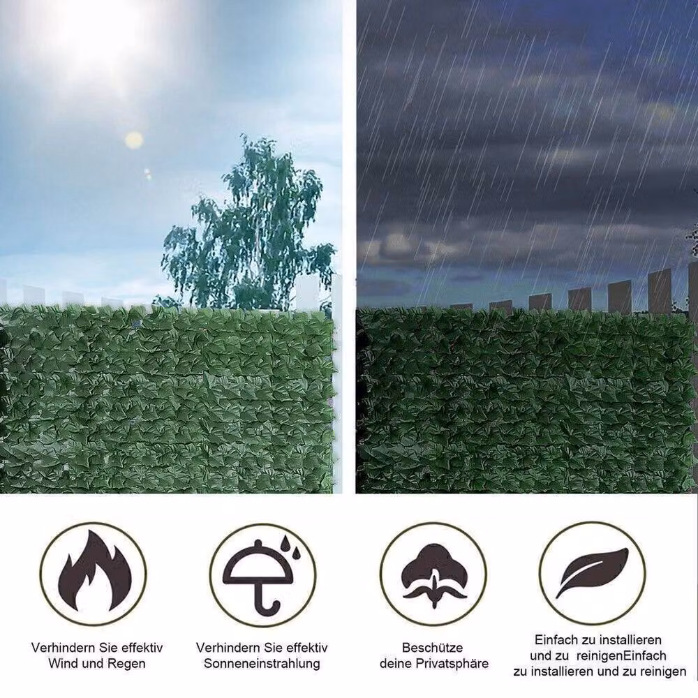 NESTLUNE Green Artificial Hedge Trellis Ivy Leaf Garden Fence, W: 100 cm, H: 15 cm – 5