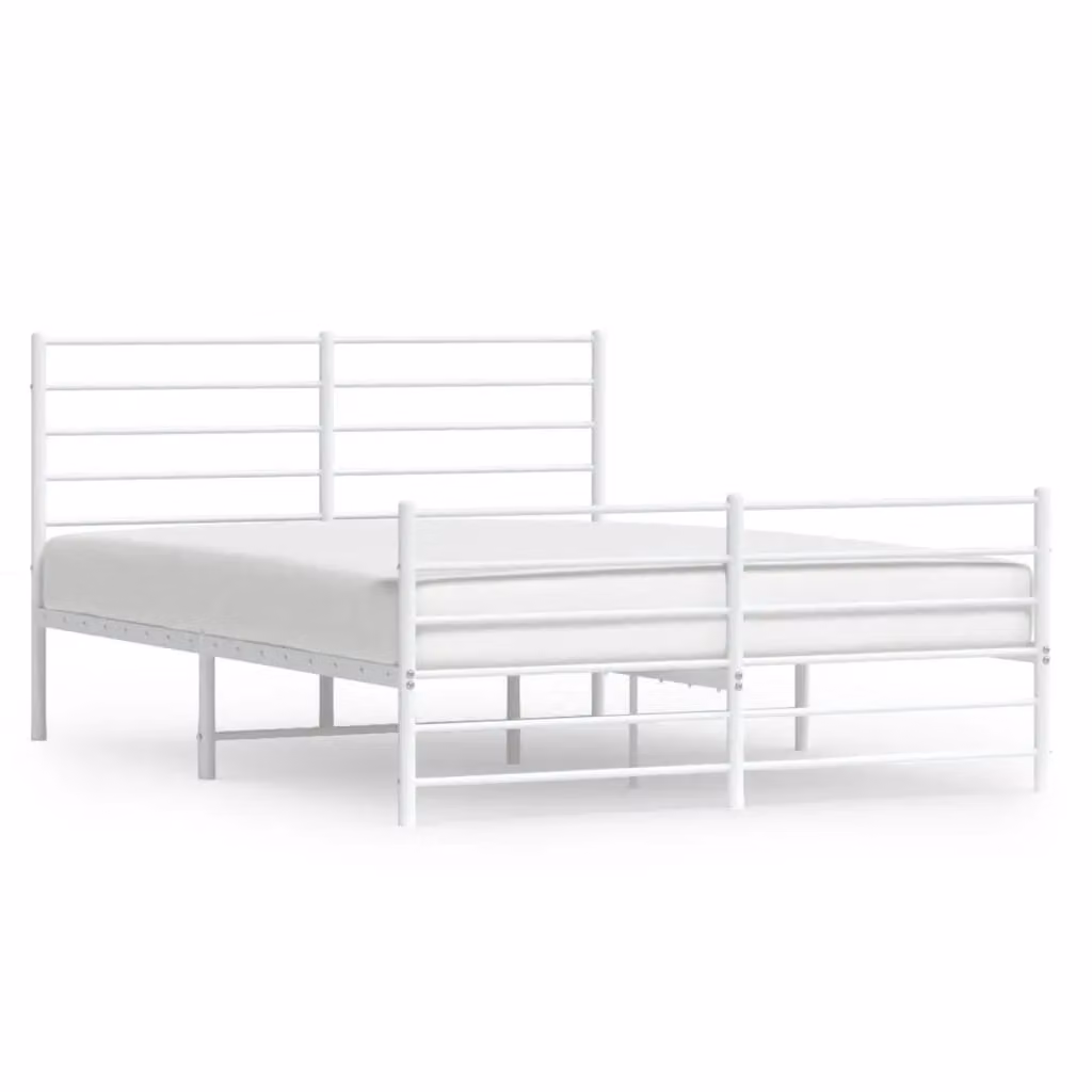 Berkfield Home Metal Bed Frame with Headboard and Footboard in White, W/D/H: 120 x 200 cm – 2