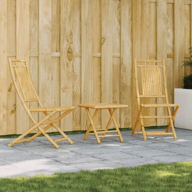 Berkfield Home 3 Piece Bamboo Bistro Set in Brown – 1