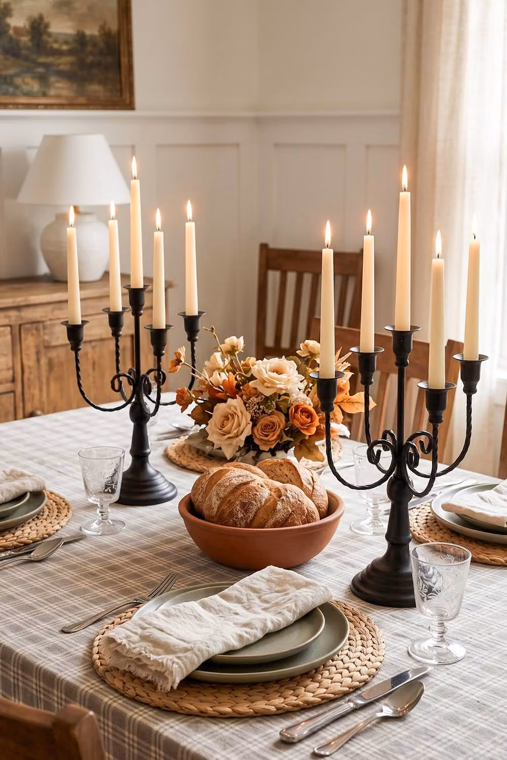 Living and Home 2-Piece Vintage 5-Arm Metal Taper Candle Holders in Black – 2