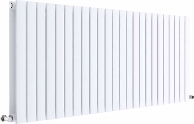 Balterley Lucia Square Horizontal Double Panel Radiator, White, H: 60.0 cm, W: 139.8 cm, D: 6.3 cm – 1
