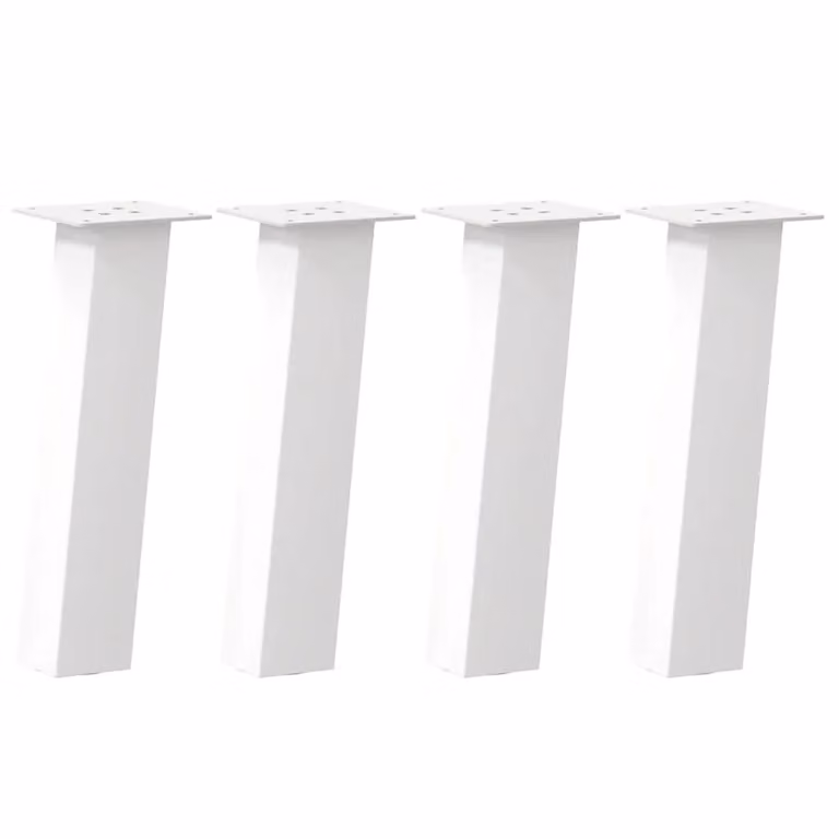 Berkfield Home Steel Coffee Table Legs, 4 Pieces, White, Height: 42 cm