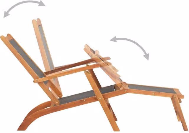 Berkfield Home Outdoor Deck Chair in Brown Acacia Wood and Textilene
