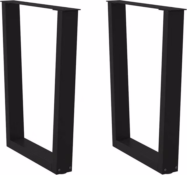 Berkfield Home V-Shape Dining Table Legs, 2 Piece Set, Black Matt Steel, H: 72-73.3 cm