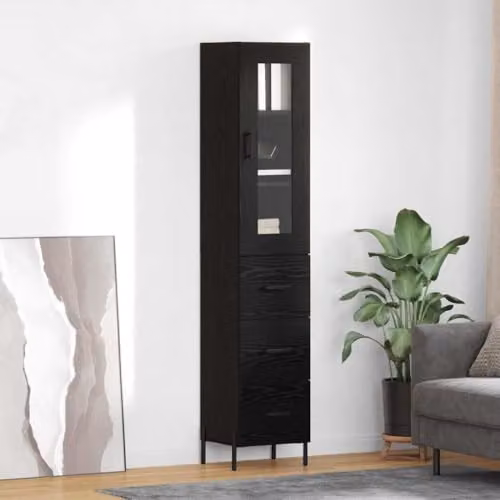vidaXL Modern Tall Unit in Black, W/D/H: 34.5 x 34 x 180 cm – 2