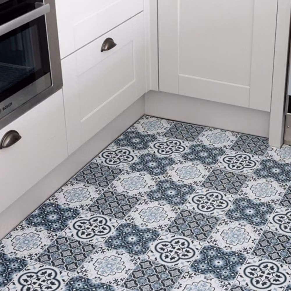 FloorPops Myriad Self Adhesive Vinyl Floor Tiles, Dark Blue, Pack of 10 (0.93sqm), W/D/H: 30.48 x 30.48 x 30.48 cm – 4