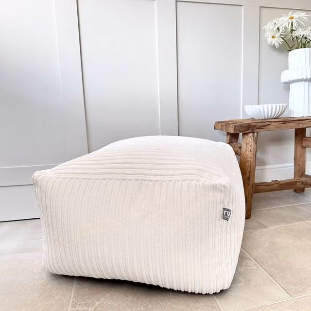 rucomfy Jumbo Cord Indoor Ottoman Pouffe Footstool in Ivory