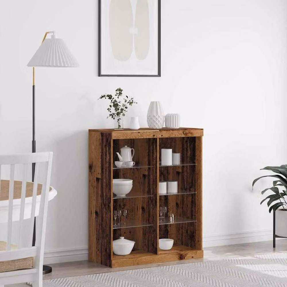 Berkfield Home Rustic Wood Sideboard with Integrated LED Lights in Brown, W/D/H: 41 x 37 x 100 cm – 2
