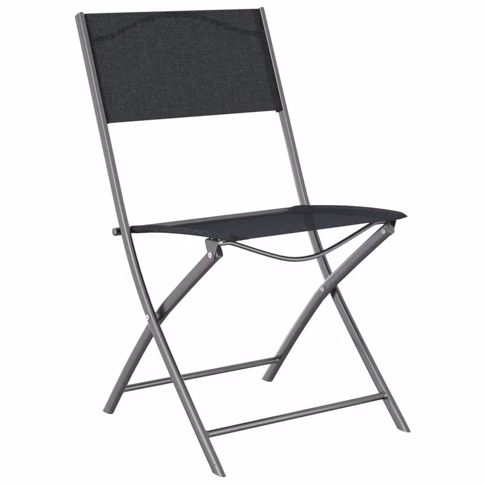 Berkfield Home Set of 2 Folding Outdoor Chairs in Black Steel and Textilene – 2