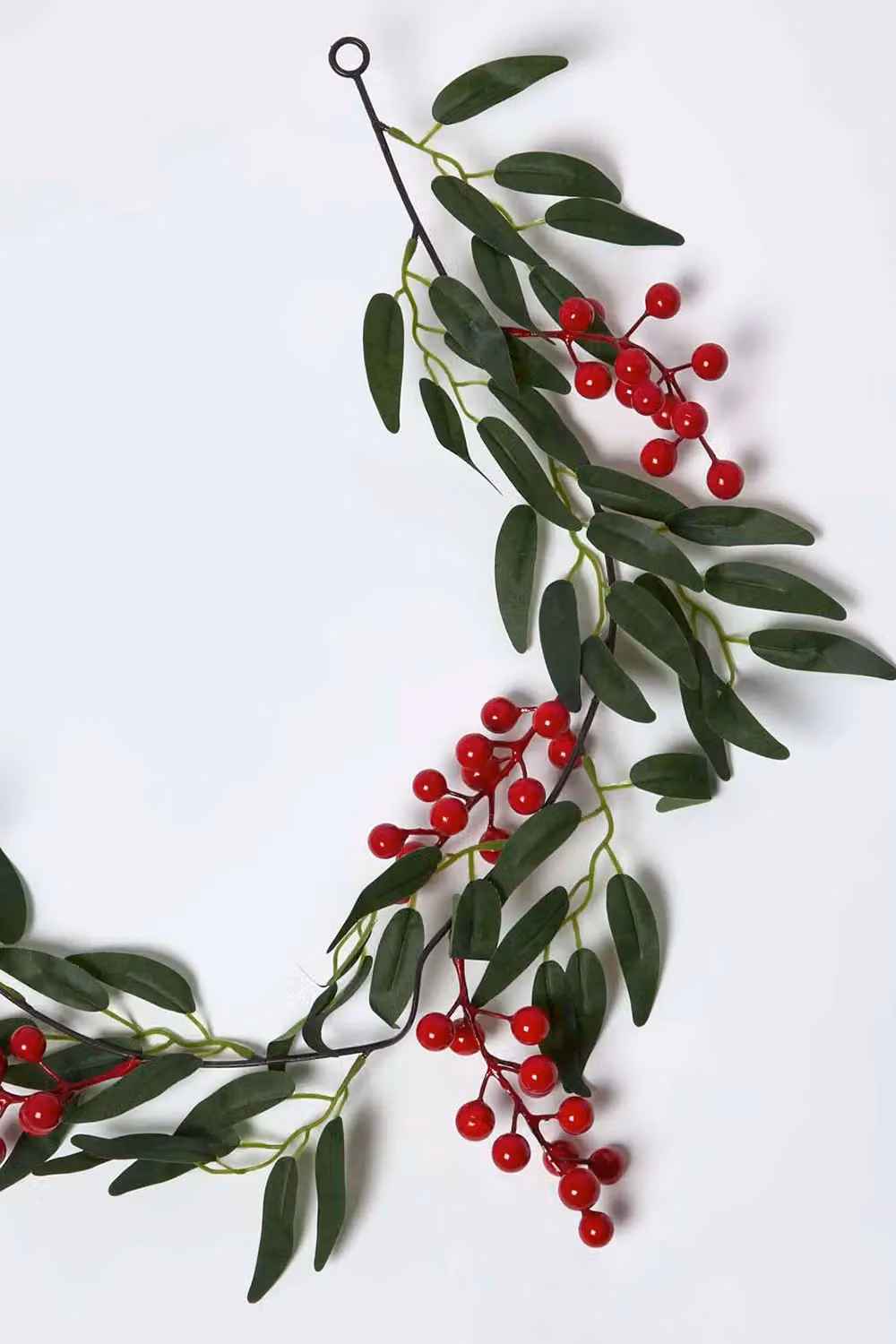 Homescapes Artificial Winter Berries and Olive Leaf Christmas Garland in Red and Green – 2