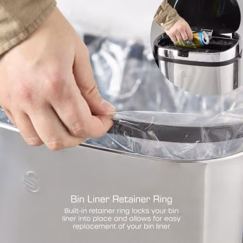 Swan Townhouse 42L Square Sensor Bin in Silver and Black – 3