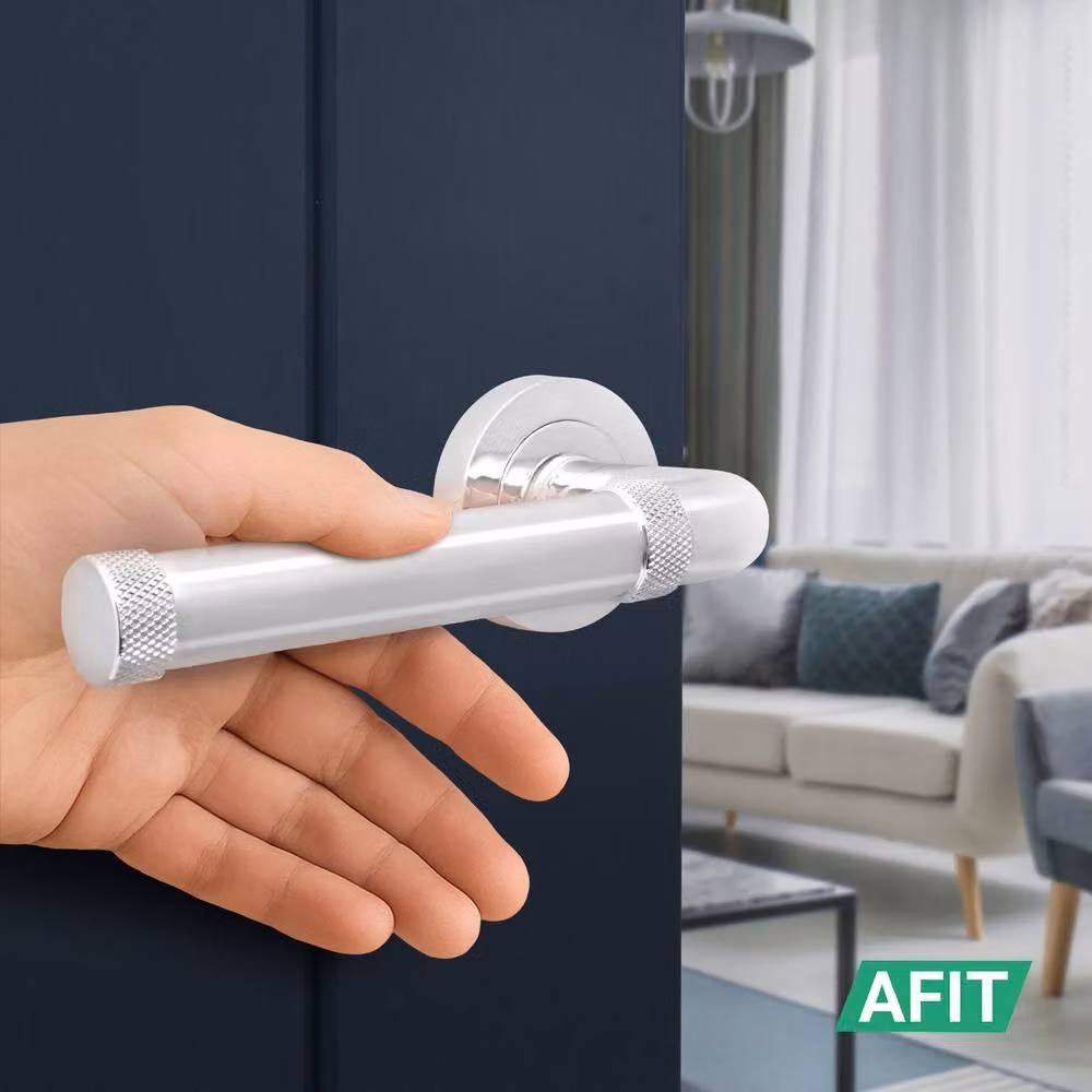 AFIT Polished Chrome Aluminium Door Handle and Latch Set in Silver – 4