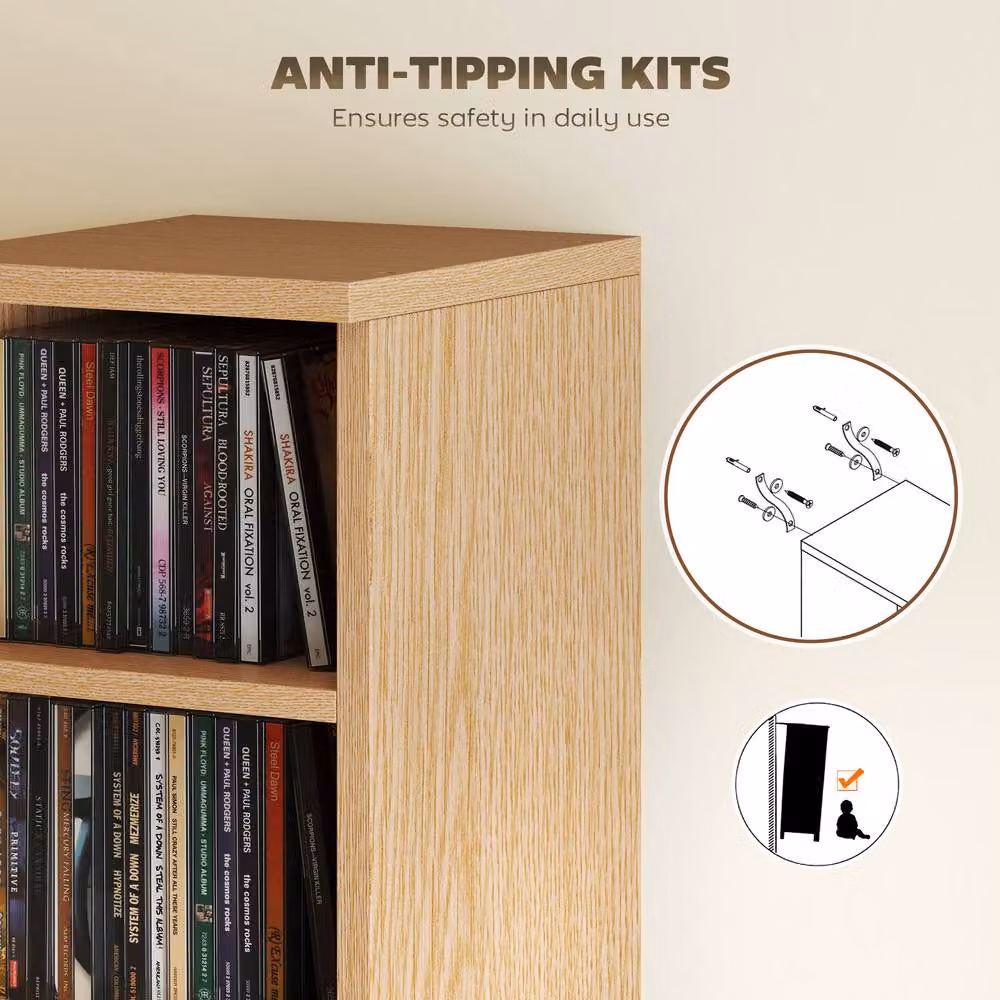 Rolipo 2 Pack Brown CD DVD Media Storage Towers with Adjustable Shelves – 5