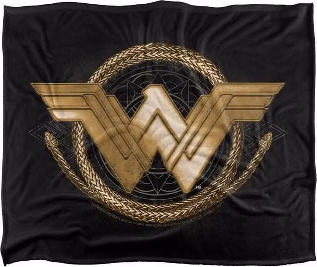 Warner Bros. Wonder Woman Movie Golden Lasso Super Soft Fluffy Polyester Throw Blanket in Gold and Multicolour, Large – 1