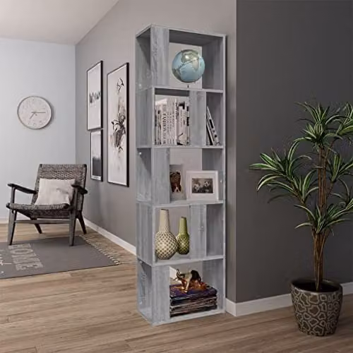 vidaXL Book Cabinet in Grey Sonoma, W/D/H: 45 x 24 x 160 cm – 3